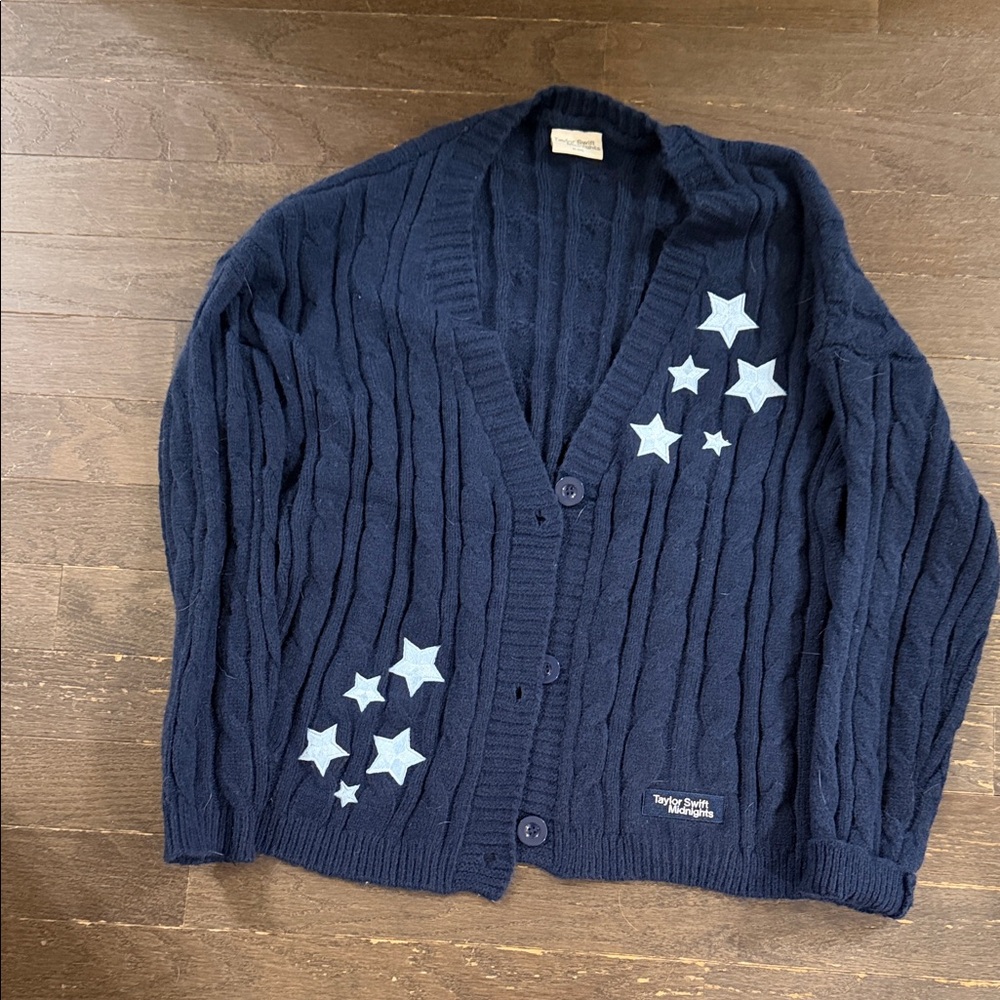 Taylor Swift Midnights Navy Cardigan with Star Accents